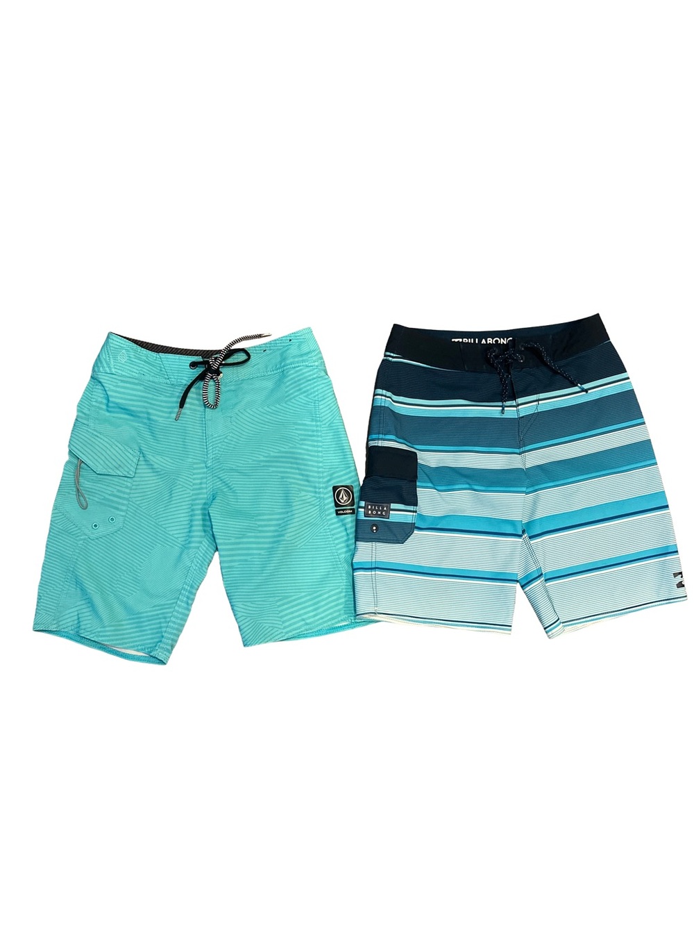 Billabong/Volcom Teal, Aqua & Navy Striped shorts boys size 24